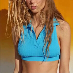 Urban Outfitters Out From Under Break Point Blue Collared Ribbed Bra Top…